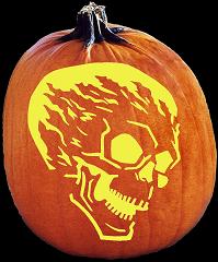 SpookMaster Flame On (Skull, Alien) Pumpkin Carving Pattern